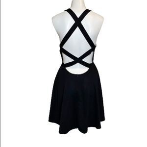 Shein black cross back sleeveless skater dress size M